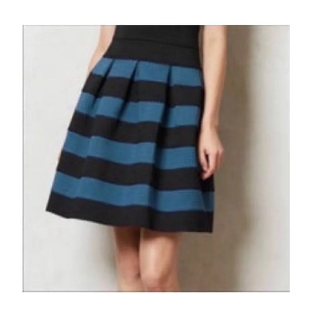 Girls from‎ Savoy Anthropologie Teal/Black Elastic Waistband Skirt. XS/Small.